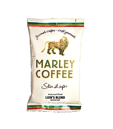 Marley Coffee Lion's Blend Ground Coffee Fractional Packs, 2.5 Oz., Case Of 18