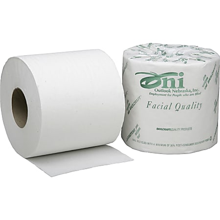 ONI 1-Ply 100% Recycled Toilet Paper, 1000 Sheets Per Roll, Pack Of 80 Rolls (AbilityOne 8540-00-530-3770)