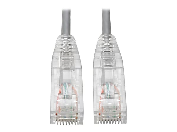 Tripp Lite Cat6 UTP Patch Cable (RJ45) - M/M, Gigabit, Snagless, Molded, Slim, Gray, 3 ft. - First End: 1 x RJ-45 Male Network - Second End: 1 x RJ-45 Male Network - 1 Gbit/s - Patch Cable - Gold Plated Connector - 28 AWG - Gray