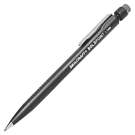 SKILCRAFT® Bold-Point Mechanical Pencils, 1.1 mm, Black, Box Of 12 (AbilityOne 7520-01-347-9581)