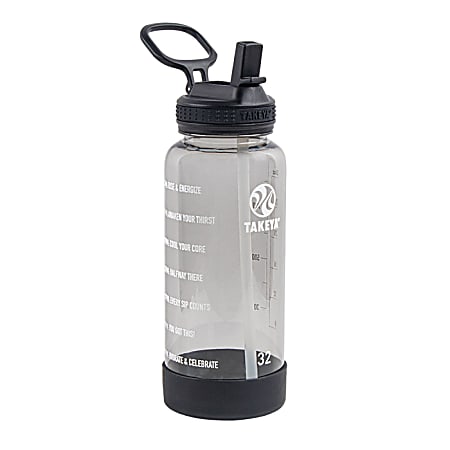 Takeya Tritan™ Motivational Water Bottle, 32 Oz, Stormy Black