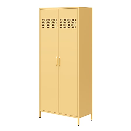 Ameriwood Home Mr. Kate Annie 32"W Tall Metal 2-Door Cabinet, Sunny Yellow
