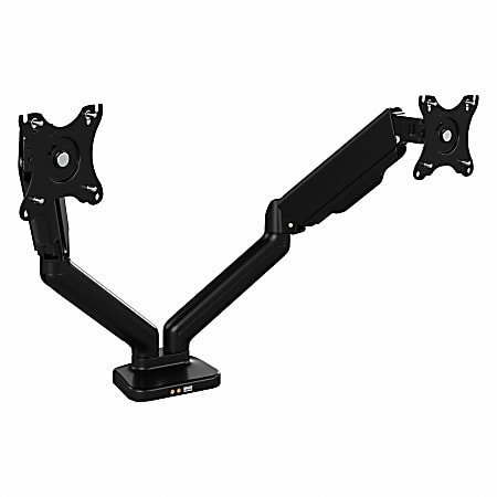 Bush® Business Furniture Adjustable Dual Monitor Arm With USB Port, Satin Black, Premium Installation