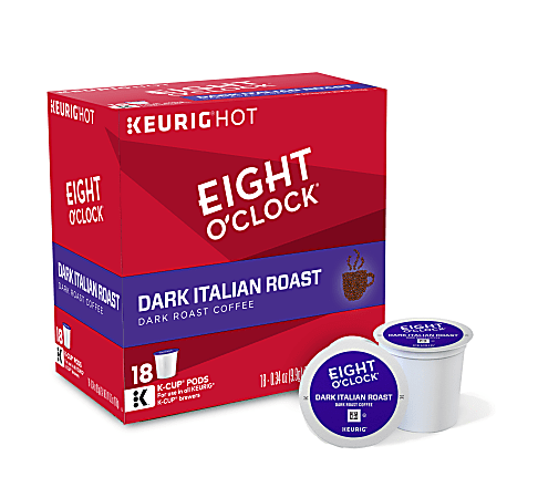 Eight O'Clock® Pods Italian Roast Coffee K-Cup® Pods, 0.4 Oz, Box Of 18