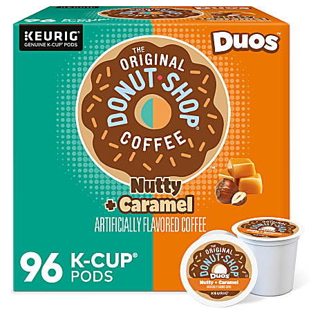 The Original Donut Shop Duos Nutty + Caramel Keurig Single-Serve K-Cup Pods, Medium Roast, 24 Pods Per Pack, Case Of 4 Packs