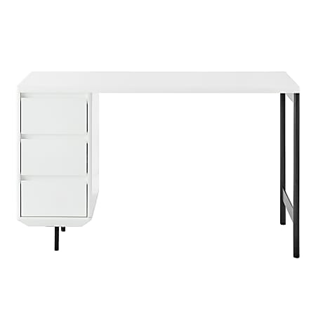 Eurostyle Edvin 47"W Computer Desk With Drawers, White/Black