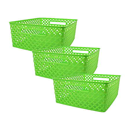 Romanoff Woven Basket, Medium, Lime, Pack Of 3