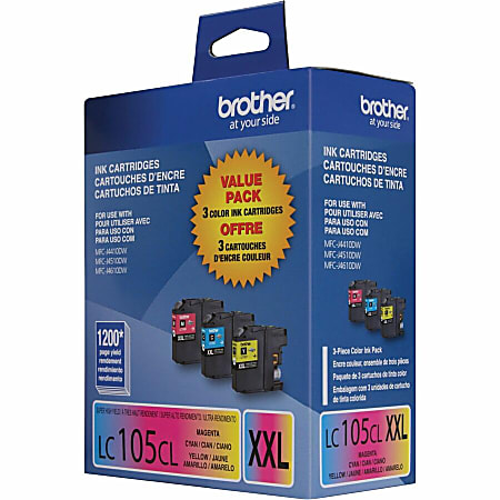 Brother LC105 Cyan Magenta Yellow High Yield Ink Cartridges Pack Of 3 ...