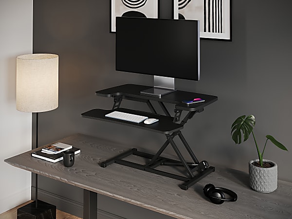 Realspace P10 Pneumatic Standing Desk Riser Converter With Keyboard ...