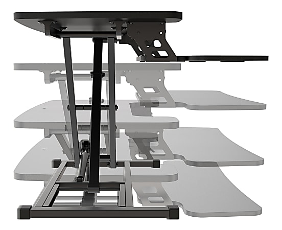 Realspace P10 Pneumatic Standing Desk Riser Converter With Keyboard Tray 20 H x 31 1 2 W x 25 D Black