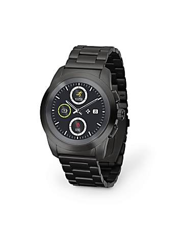 MyKronoz ZeTime Elite Hybrid Smartwatch, Regular, Brushed Black, KRZT1RE-BBK-BKMET