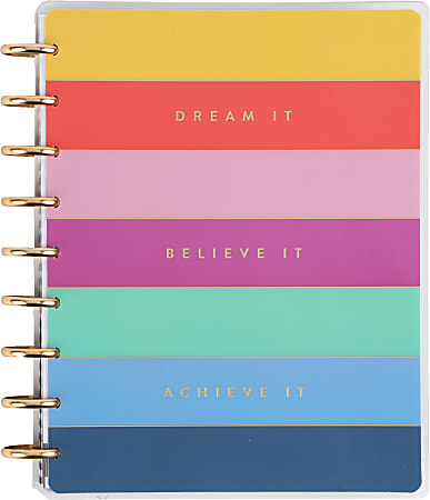 2023-2024 Happy Planner 18-Month Monthly/Weekly Classic Metal Disc Bound Planner, 7" x 9-1/4", Spread Some Happy, July 2023 To December 2024, PPMCD18-004