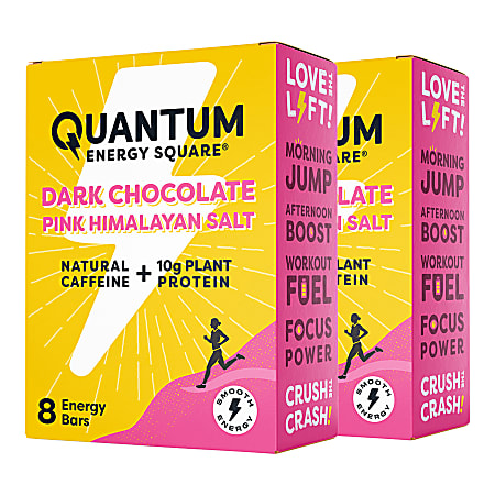 QUANTUM ENERGY SQUARE DARK CHOCOLATE PINK HIMALAYAN SALT HEALTH BARS - 16-1.69 OZ