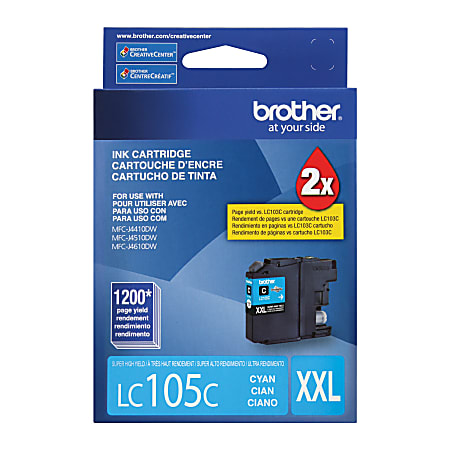 Brother® LC105 High-Yield Cyan Ink Cartridge, LC105C