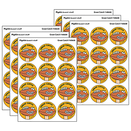 Trend Retro Scratch 'n Sniff Stinky Stickers, Great Catch/Pigskin Scent, 24 Stickers Per Pack, Bundle Of 6 Packs