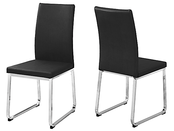 Monarch Specialties Shasha Dining Chairs, Black/Chrome, Set Of 2 Chairs