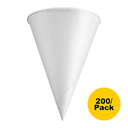 Konie Rolled Rim Paper Cone Cups - 4 fl oz - Cone - 200 / Pack - White - Paper - Cold Drink, Beverage