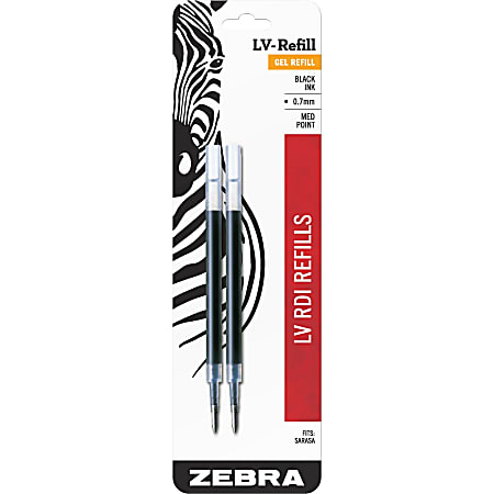 Zebra® Pen SARASA® And Jimnie® Retractable Gel Ballpoint Pen Refills, Pack Of 2, Medium Point, 0.7 mm, Black Ink