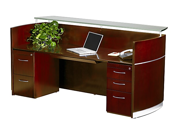 Mayline® Napoli Reception Station, With 2 Pedestals, Sierra Cherry
