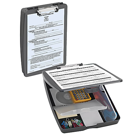 Office Depot® Brand Form Holder Storage Clipboard Box, Charcoal