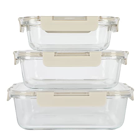 Martha Stewart Brentmore 6-Piece Assorted Glass Container Set With Locking Lids, Gray