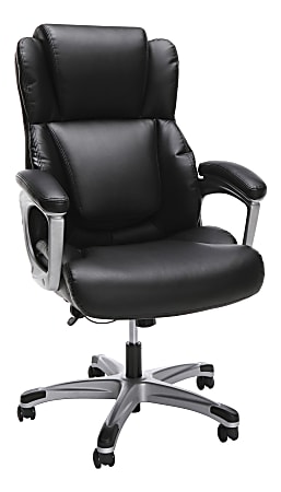 OFM Essentials Ergonomic Bonded Leather Mid-Back Chair, 50"H, Black