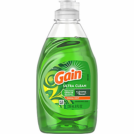 Gain Ultra Original Scent Dishwashing Liquid - 8 fl oz (0.3 quart) - Clean Scent - 12 / Carton - Green