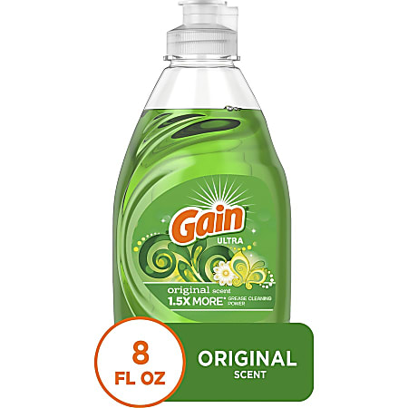Gain Ultra Original Scent Dishwashing Liquid - 8 fl oz (0.3 quart) - Clean Scent - 12 / Carton - Green
