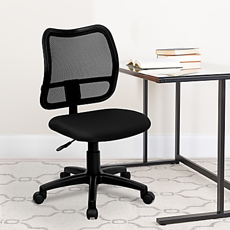 Flash Furniture Mesh Mid-Back Swivel Task Chair With Padded Fabric Seat, Black