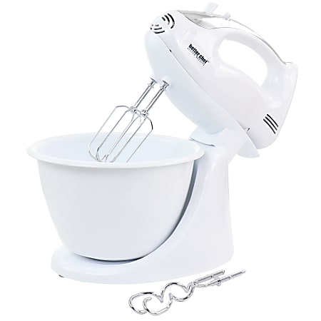 Better Chef 200-Watt Stand/Hand Mixer With Mixing Bowl, White
