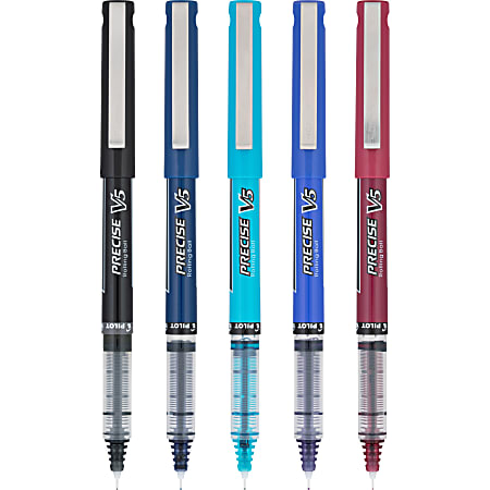 Pilot Precise V5 Rolling Ball Pens Extra Fine Point 0.5 mm Assorted Barrels  Assorted Ink Colors Pack Of 5 Pens - Office Depot