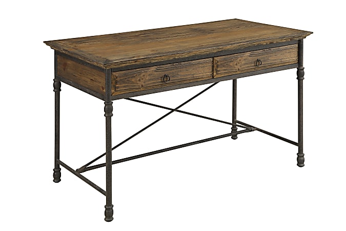 Coast to Coast Pearce Rustic Industrial-Style 2-Drawer 54"W Writing Desk, Corbin Medium Brown