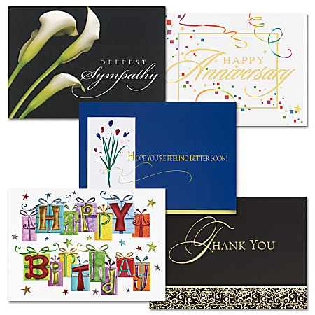 All Occasion Assorted Greeting Cards With Envelopes, 7-7/8" x 5-5/8", Pack of 50