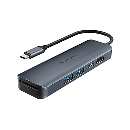 Hyper HyperDrive® Next 6 Port USB-C Hub, 5/8”H x 4-9/16”W x 1-1/2”D, Silver, HD4002GL