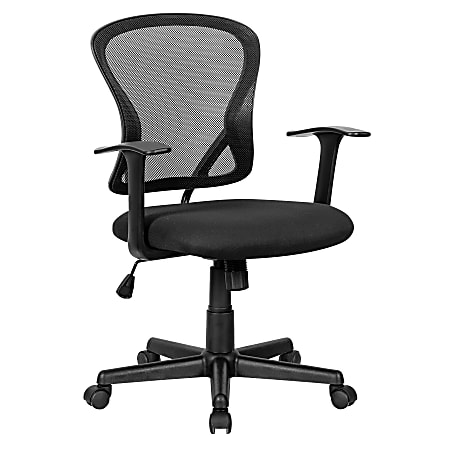Elama Mesh/Fabric Mid-Back Adjustable Office Task Chair, 38-5/8"H, Black