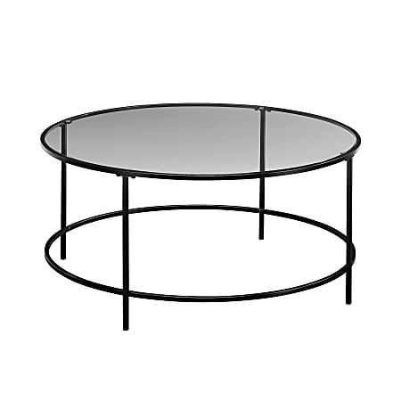 Sauder® Harvey Park Round Coffee Table, 16-1/2"H x 36"W x 36"D, Black/Clear