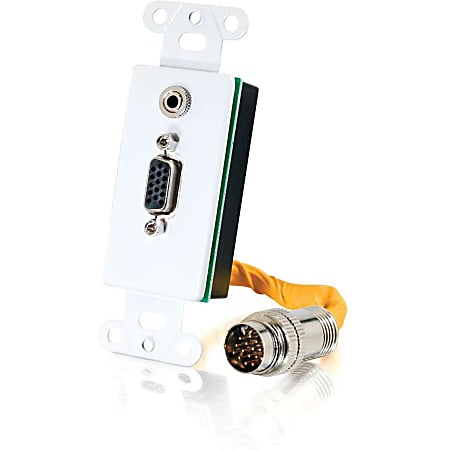 C2G RapidRun VGA (HD15) + 3.5mm Decorative Style Wall Plate - White - White - 1 x Mini-phone Port(s) - 1 x VGA Port(s)