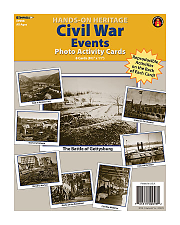 Edupress Hands-On Heritage Civil War Events Photo Activity Cards, 8 1/2" x 11", Grades 2 - 6, Pack Of 8
