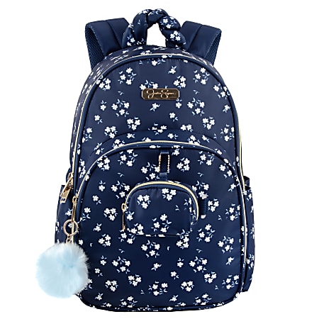 Jessica Simpson Floral Design Laptop Backpack With 16" Laptop Pocket, Navy
