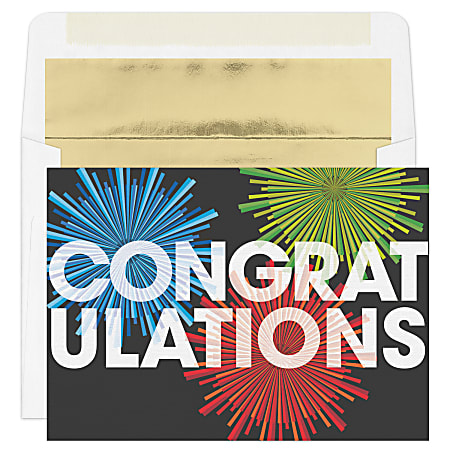Custom All Occasion Cards, Congratulations Sparkles Cards With Envelopes, 7-7/8" x 5-5/8", Box Of 25 Cards