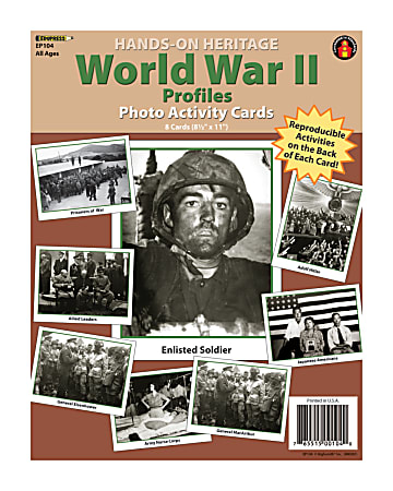 Edupress Hands-On Heritage World War II Profiles Photo Activity Cards, 8 1/2" x 11", Grades 2 - 6, Pack Of 8