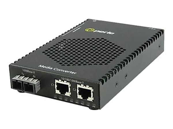 Perle S-1110DPP-S2SC160 - Fiber media converter - GigE - 10Base-T, 100Base-TX, 1000Base-T, 1000Base-EZX - SC single-mode / RJ-45 - up to 99.4 miles - 1550 nm