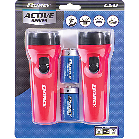 Dorcy LED Flashlights Pack - LED - 1 x D - Battery - Plastic - Weather Resistant - Blue - 2 / Pack