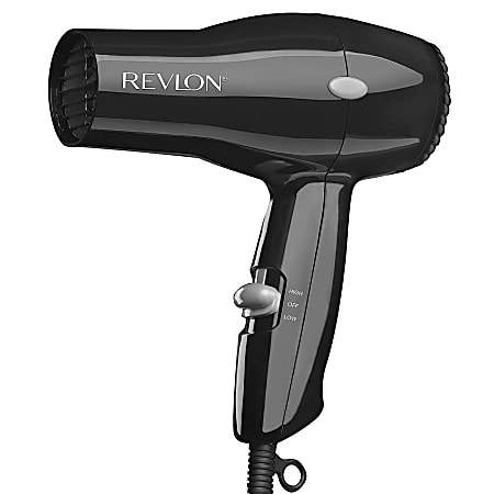 Revlon The Essential Compact Hair Dryer With 2 Heat Settings, 9-7/16” x 7-1/4” x 3-7/16”, Black