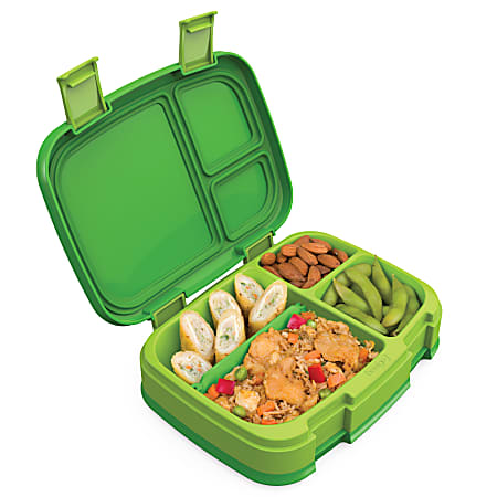 Bentgo Fresh 4-Compartment Bento-Style Lunch Box, 2-7/16"H x 7"W x 9-1/4"D, Green