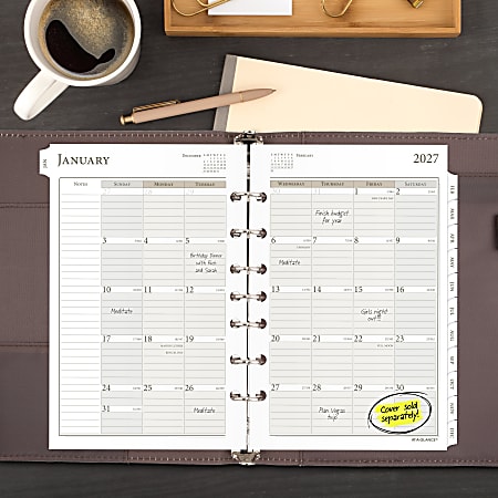 AT A GLANCE 2027 Monthly Planner Refill Loose Leaf Desk Size 5 12 x 8 ...