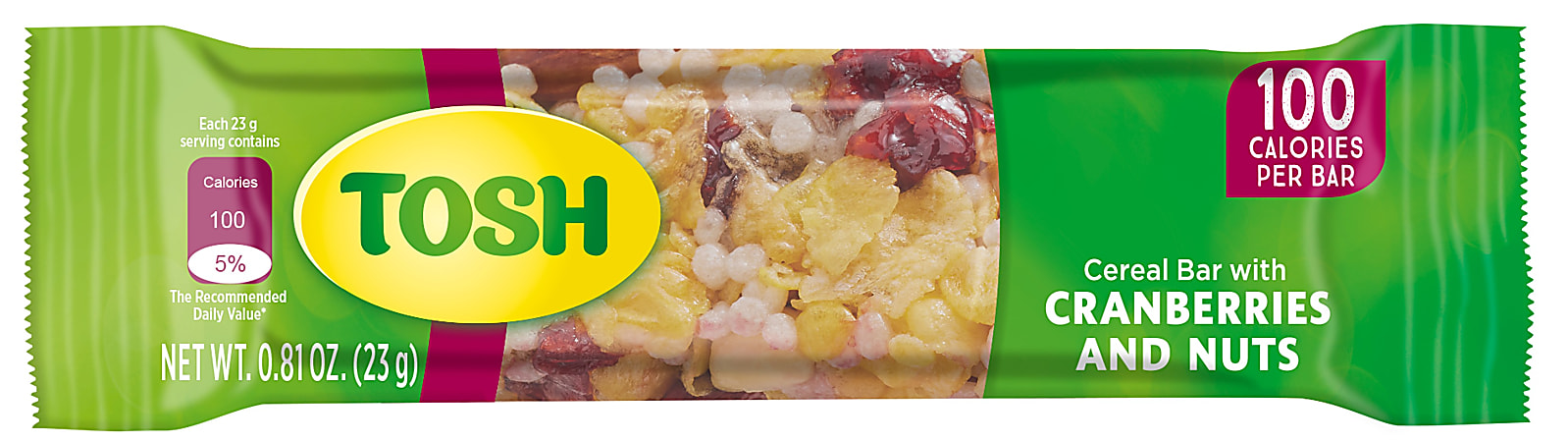 Tosh Nutritional Bar, Cranberry &amp; Nuts, 0.81 Oz, Total Qty 1