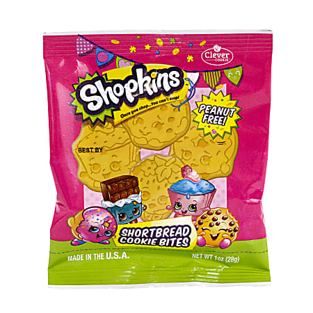 Clever Cookie Shopkins Shortbread Cookie Bites, 1 Oz Bag, Pack Of 85