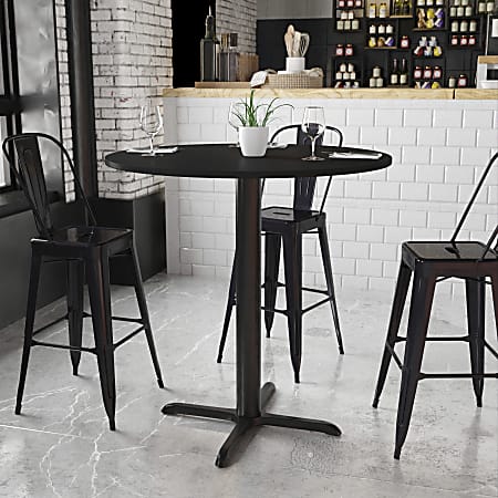Flash Furniture Round Bar-Height Table, 43-3/16"H x 42"W x 42"D, Black