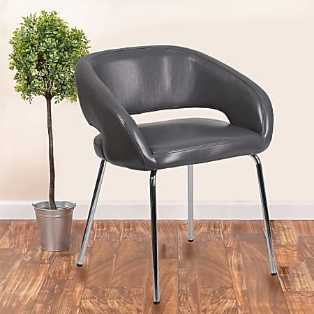 Flash Furniture Fusion Contemporary LeatherSoft™ Faux Leather Side Reception Chair, Gray
